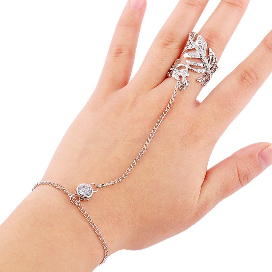 Cincin Berlian Siam Daun Berongga Gelang - Gelang Cincin Daun Berongga Korean Style Import
