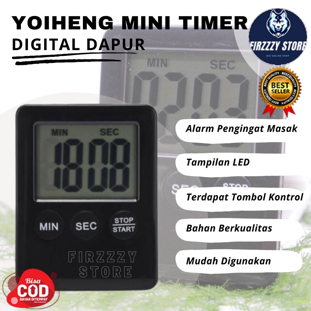 Yoiheng Mini Timer Digital Dapur - Black