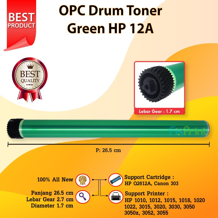 OPC Drum Toner Cartridge Tenku HP 12A Q2612A Canon 303, HP LaserJet 1010 1012  Murah