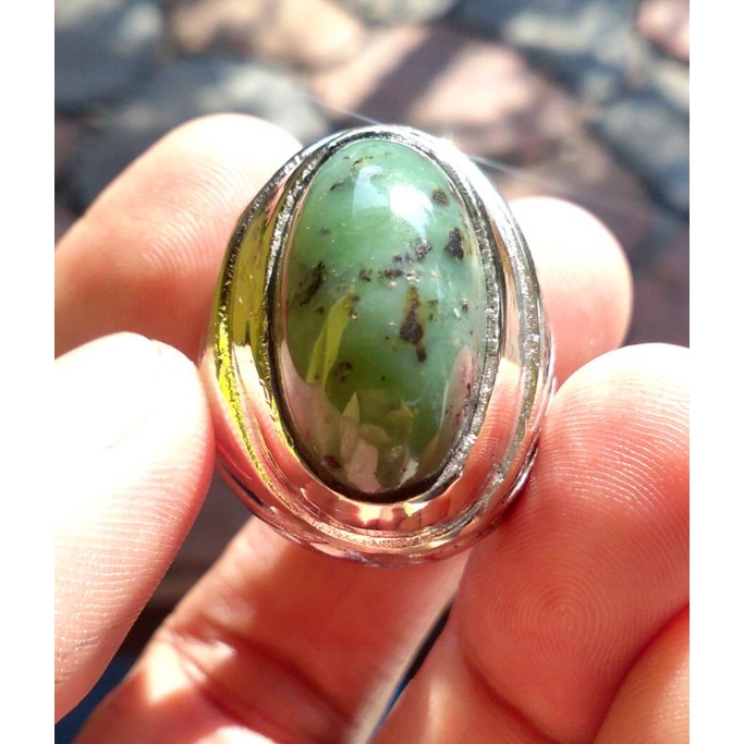 Cincin Batu Akik BADAR BESI IJO LUMUT asli batu alam bukan sintetis bacan garut sungai dareh yaman