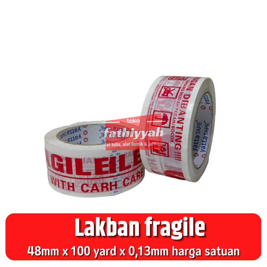 

lakban fragile 48mm x 100 yard harga satuan