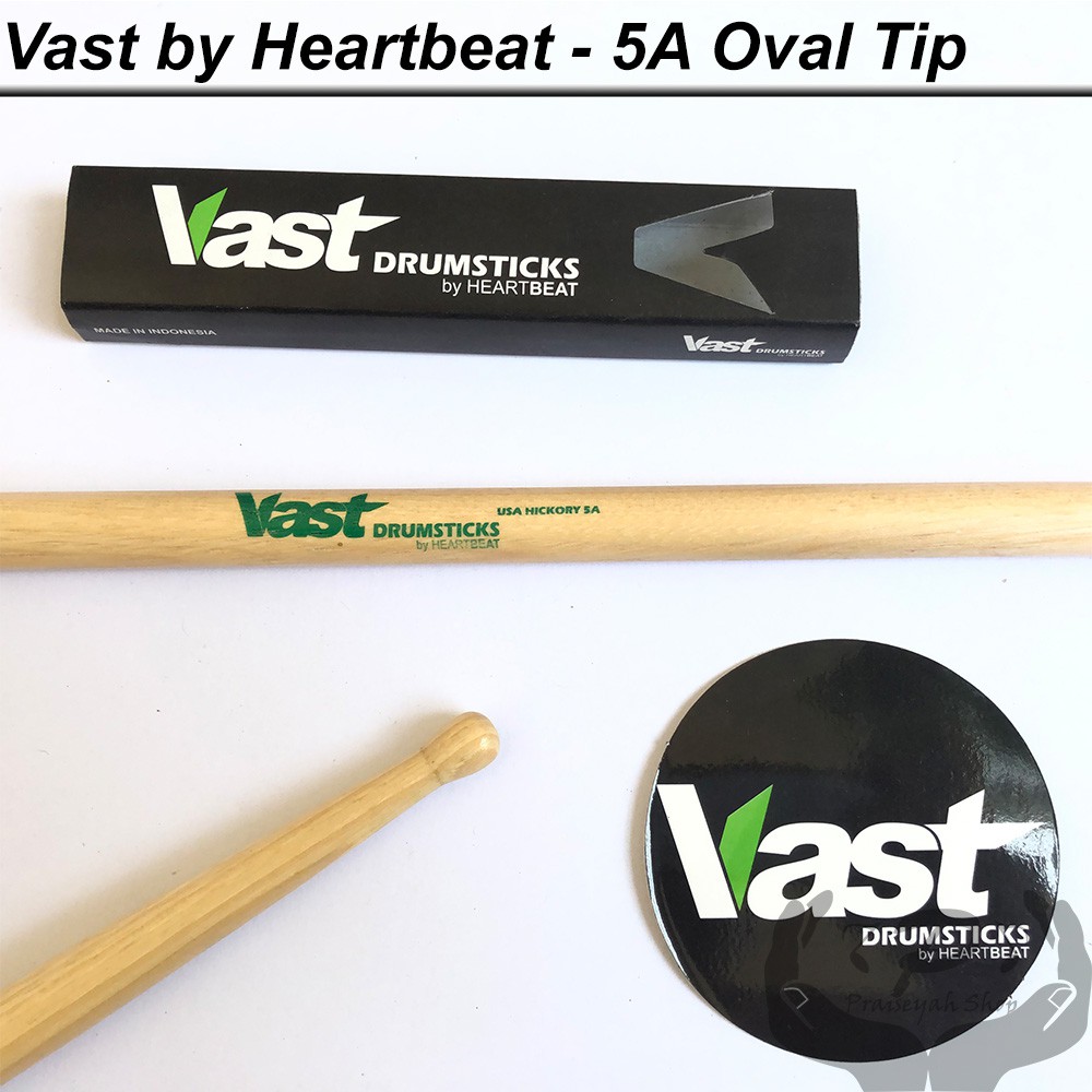 Stick Drum 5A 5B 7A Vast by Heartbeat Oval Tip Hickory Natural