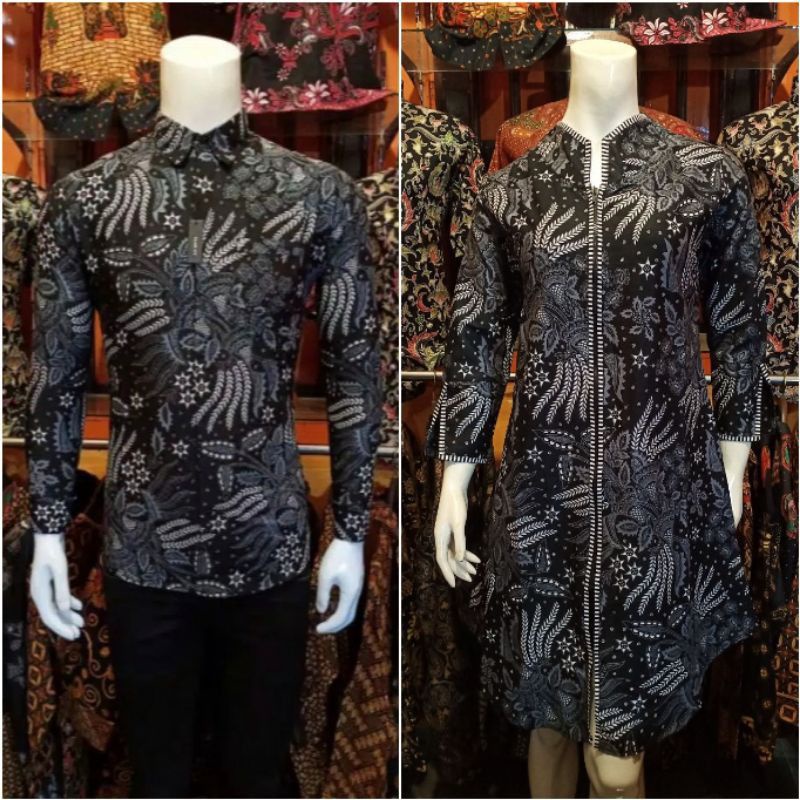 Couple Batik kemeja Pria Slimfit Premium Quality Dan Tunik Batik Wanita Modern