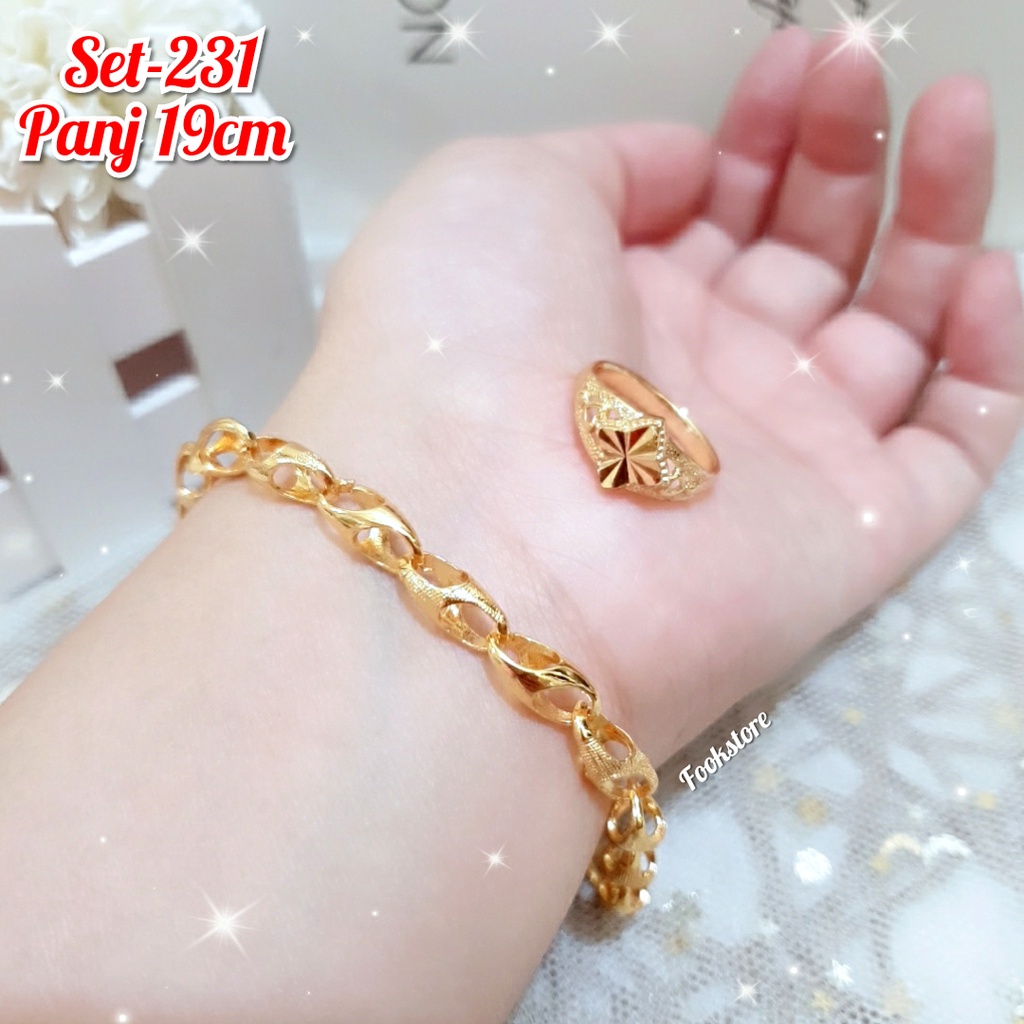 TERBARU SET GELANG WANITA GRATIS CINCIN/ANTI ALERGI