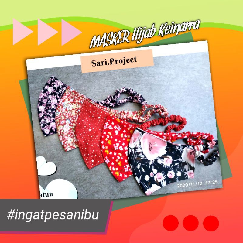 Masker hijab-masker hijab 3ply-masker hijab kain-masker hijab tali serut-masker hijab polos
