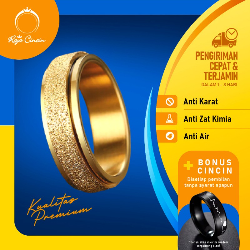 Cicin Pria Wanita Couple Titanium Anti Karat Emas Polos Pasir