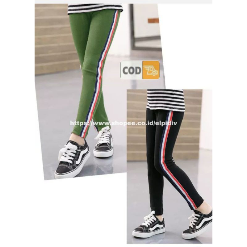 Legging List Stripe Anak 5-14 Tahun Bahan Spandex Premium / Lejing Anak List stripe