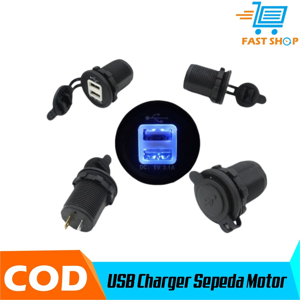 USB Charger Untuk Sepeda Motor Tahan Air 2 Port