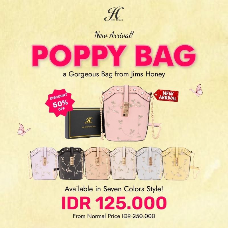 Poppy Bag Jims Honey Tas Unik Selempang wanita import