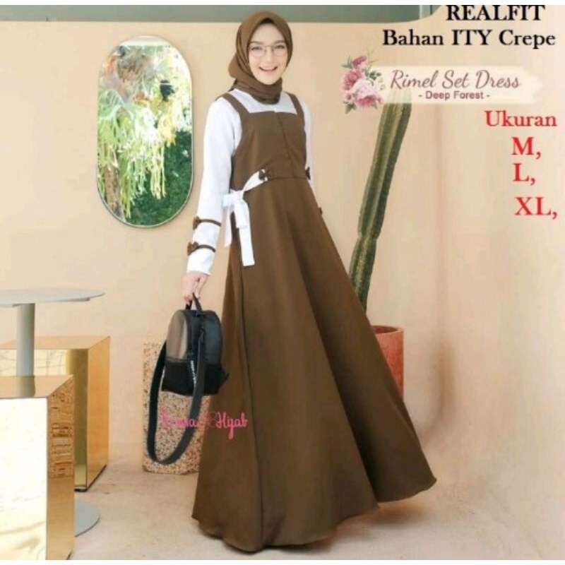 Gamis termurah Rimel Set Dress&gt;Gamis wanita remaja&gt; free masker