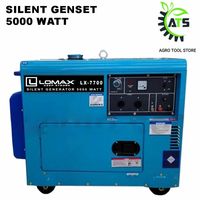 Silent Diesel Generator 5000watt Lomax Genset LX7700 5000 watt 7700 - Tanpa Aki