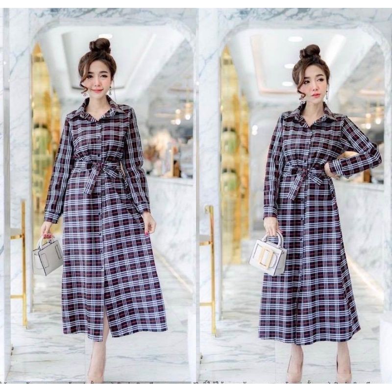 Gamis wanita muslim/gamis kotak/gamis burberry/gamis katun/Maxi Dress
