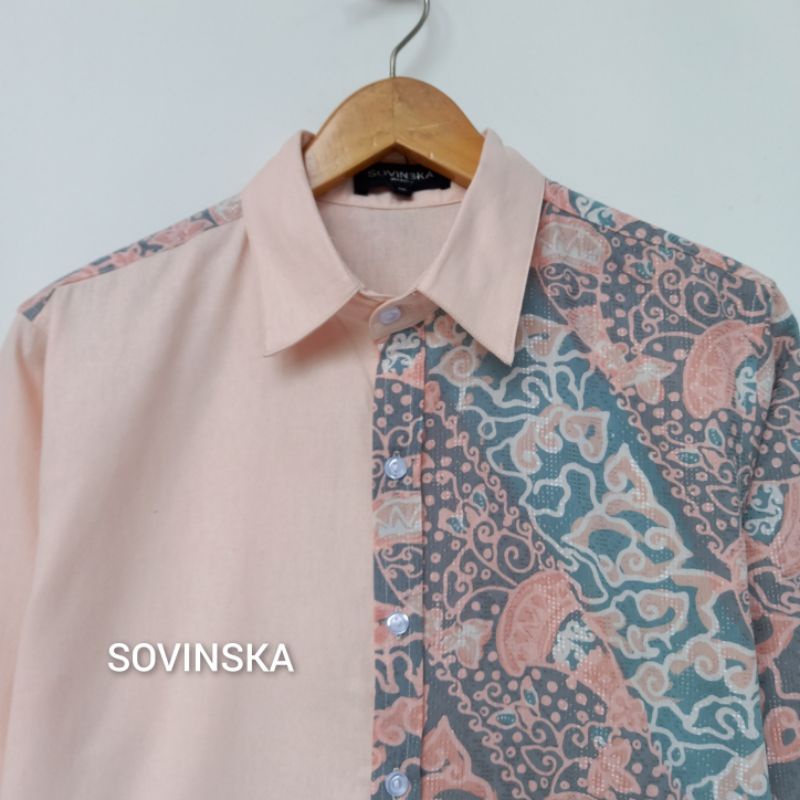 Atasan Kemeja Batik Pria Cream/Dobby