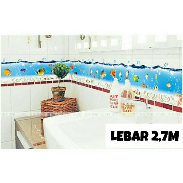 RELIZA Wallsticker  / Wall Sticker BORDER LIST IKAN KAMAR MANDI TOILET AY 917 STIKER DINDINGp