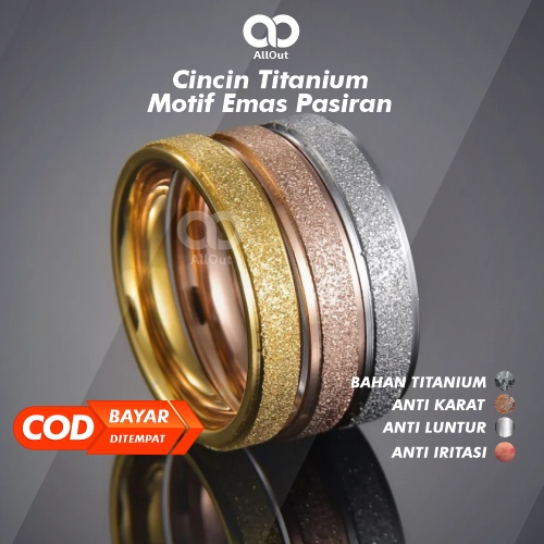 Cincin Titanium Aksesoris Model Motif Pasiran Emas Gold Anti Karat Nikah Kawin Tunangan Couple Pria 