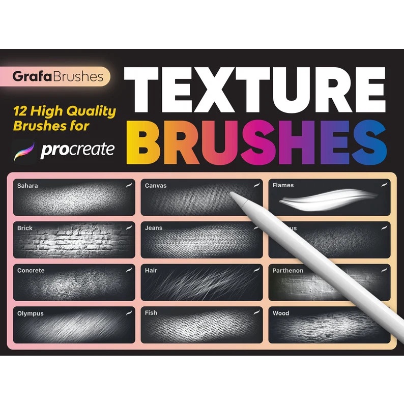 Procreate Brush - 12 High Quality Texture Brushes for Procreate