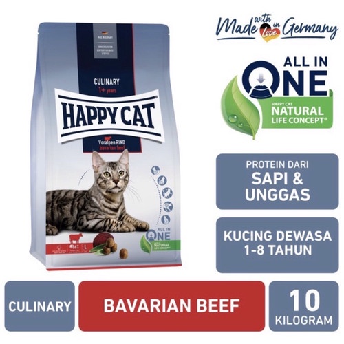 Makanan Kucing Happy Cat Beef Adult 10kg / Dry Food Happy Cat Beef ( LINK Ekspedisi )