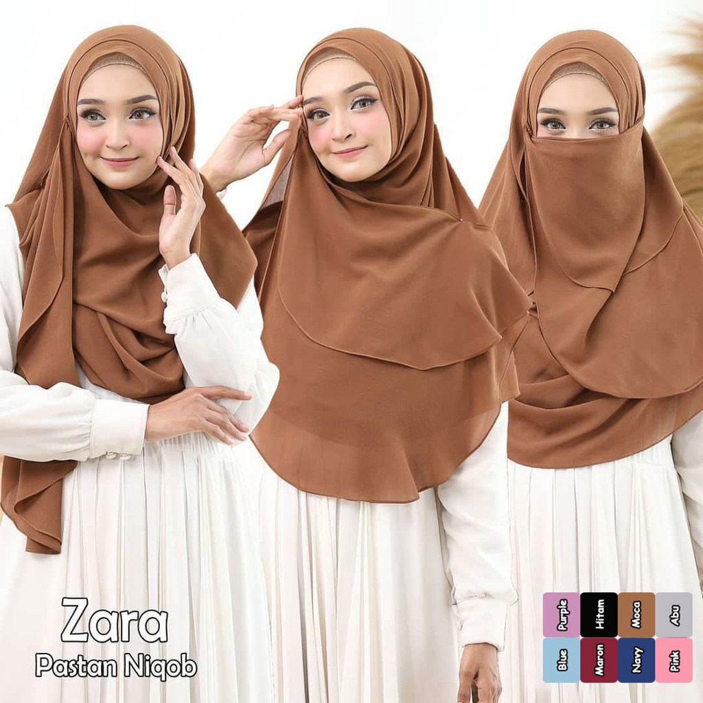 Best Seller!! Jilbab Instan Hijab Instant Pastan Niqob Zara Pastan Niqab 3 in 1 Ceruty Babydoll-4
