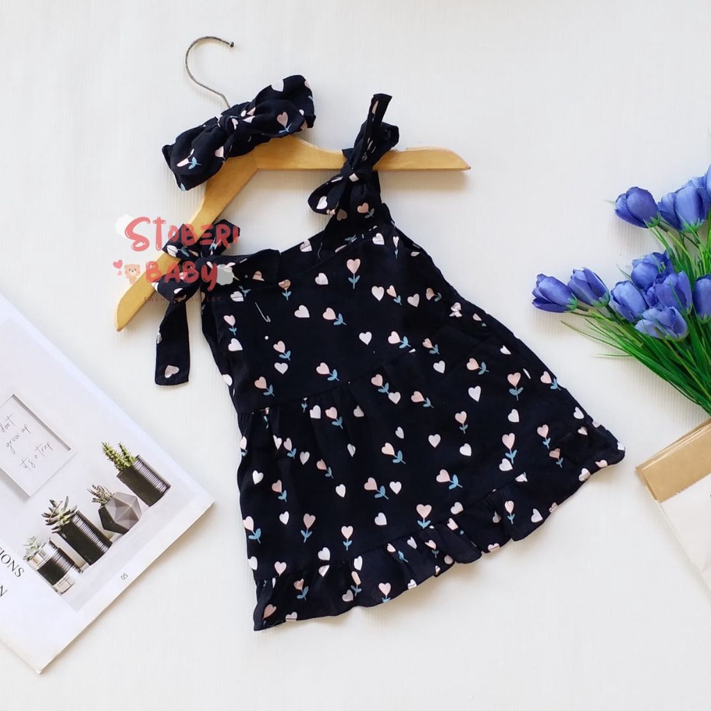 stoberi baby - BBB DRESS MAUREEN dress anak perempuan bayi motif bunga lucu free headband PART 2