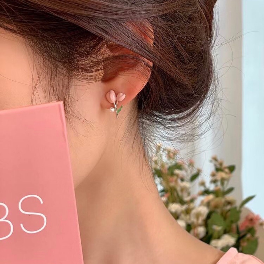 Anting Mutiara Bentuk Tulip Untuk Wanita