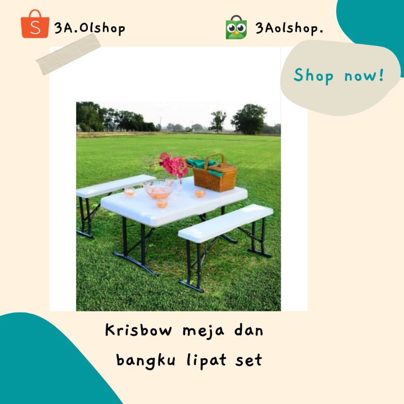 Krisbow meja dan bangku lipat set
