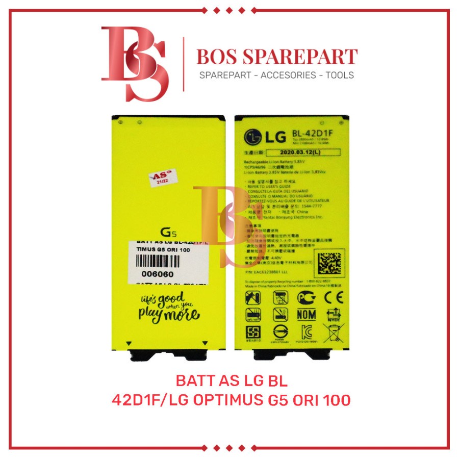 BATTERY AS LG BL-42D1F / LG OPTIMUS G5 ORI 100 / BATERAI / BATRE