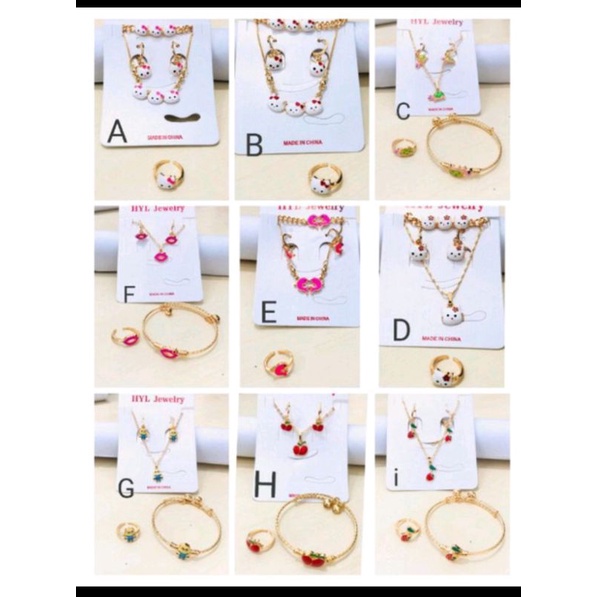 Samk245. Perhiasan xuping set anak anak lapis emas (kalung+anting+gelang+cincin)