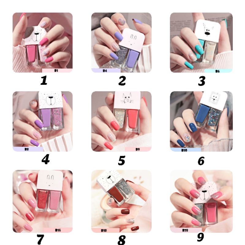 2IN1 KUTEK KOREA LUCU 2 WARNA GEL NAIL POLISH