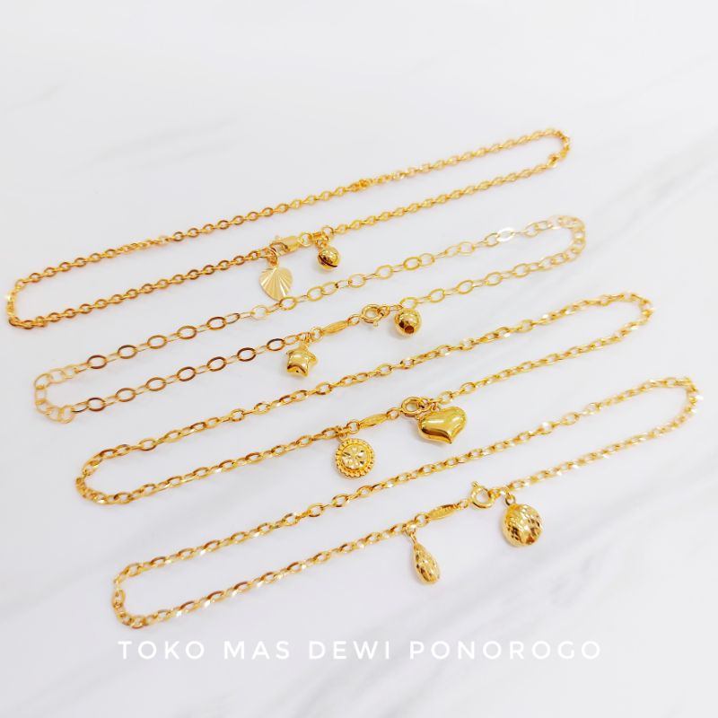 GELANG KAKI VENSI VARIASI MODEL Emas Asli Kadar 8K/375% Yellow Gold