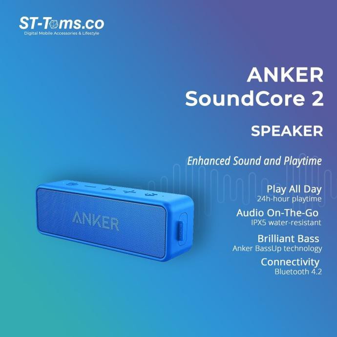 Murah | Laris | Anker Soundcore 2 Portable Wireless Speaker Blue