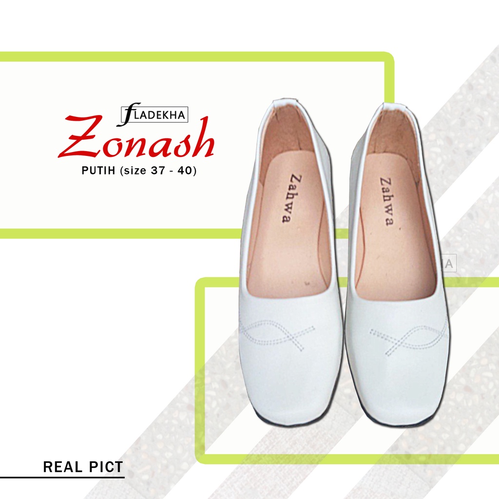 SEPATU FLAT WANITA PREMIUM/ SEPATU KERJA HITAM/ SEPATU PERAWAT PUTIH  ZHONASH 711