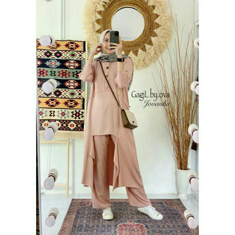 Setelan COTTON ARMANY POLOS ONE SET jovanka ori by gagil set tunik busui