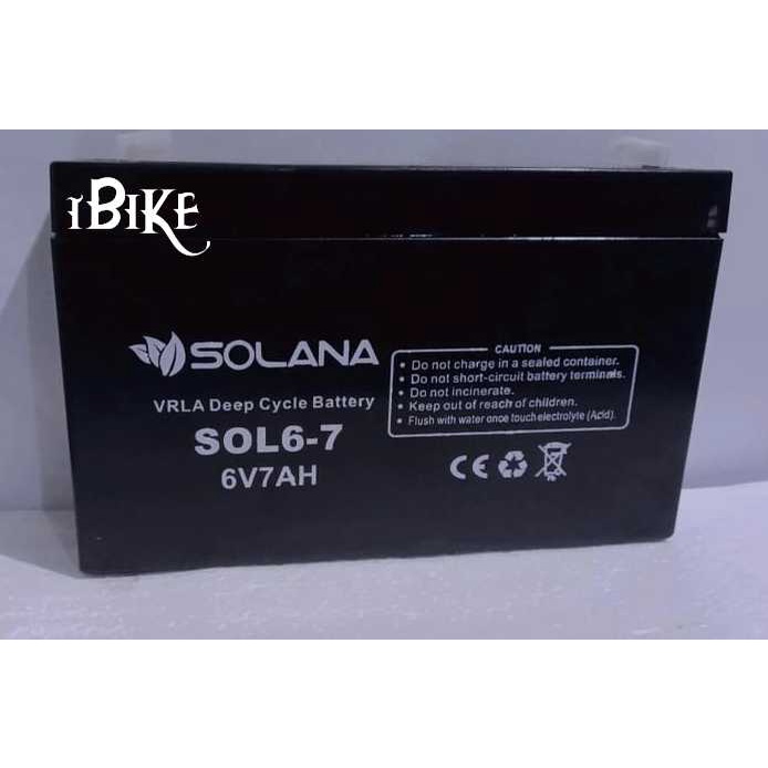 Aki battery mainan anak mobil mobilan PMB  Dan Solana 6v7ah accu kering VRLA