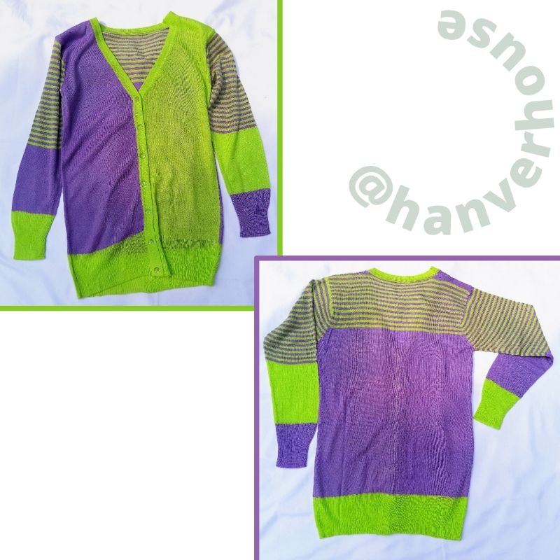 [SALE] Cardigan rajut 2 tone / Sweater rajut 2 warna / Colorblock Sweater