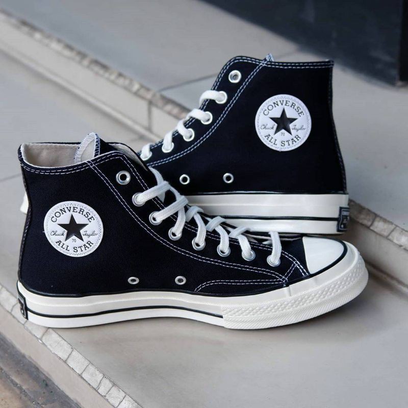 SEPATU PRIA CONVERSE 70s HI BLACK WHITE GLOSSY