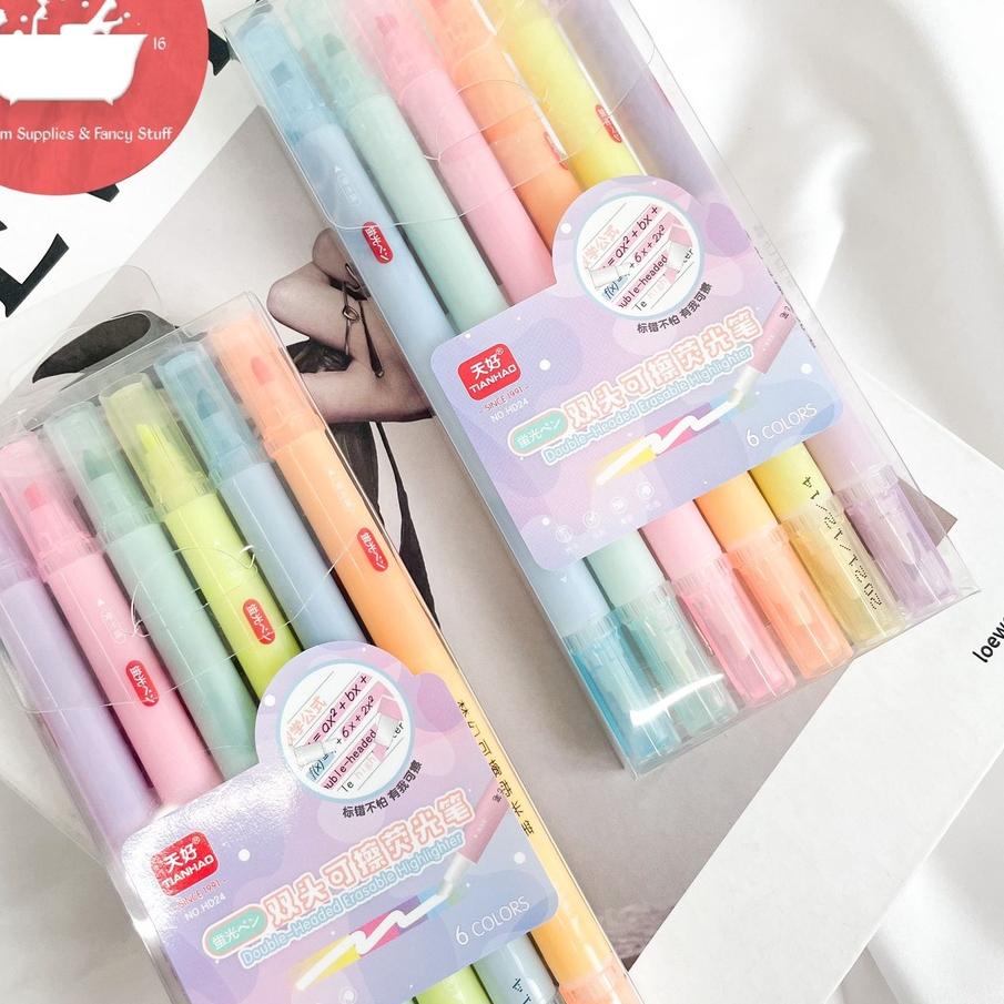 

Oke Price ♜ Highlighter dua sisi 2 sisi bisa di hapus dengan box eraseable BUKAN MERK STABILO alat tulis kantor unik lucu viral...