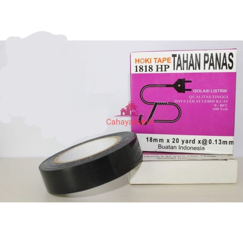 Isolasi Listrik pvc hitam HOKI TAPE Tahan panas Isolasi Instalasi Listrik Hitam 20 Yard