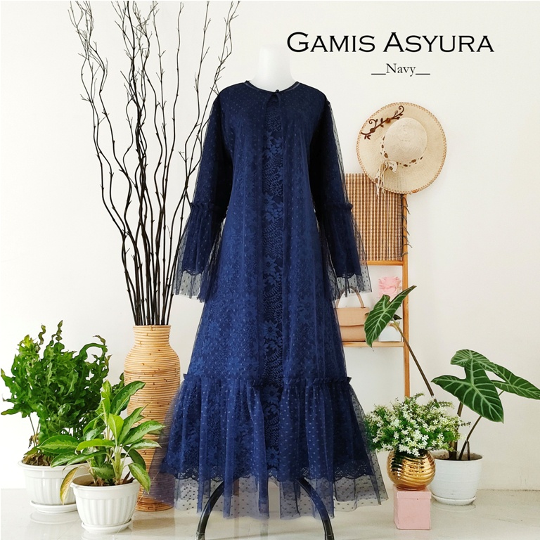 Gamis Asyura Navy | Baju Unik | Gamis lebaran murah | Gamis lebaran keluarga | Gamis couple family | Gamis toyobo | Gamis anak dan dewasa terbaru | seragam lebaran keluarga