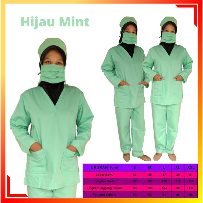 Baju OK /Baju Jaga Perawat Baju Ok Lengan Panjang Baju Ok Petugas Medis Baju Jaga Dokter Baju Scrub 