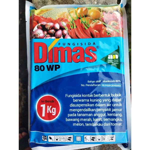 DIMAS 80 WP fungisida mancozeb biru kemasan1kg