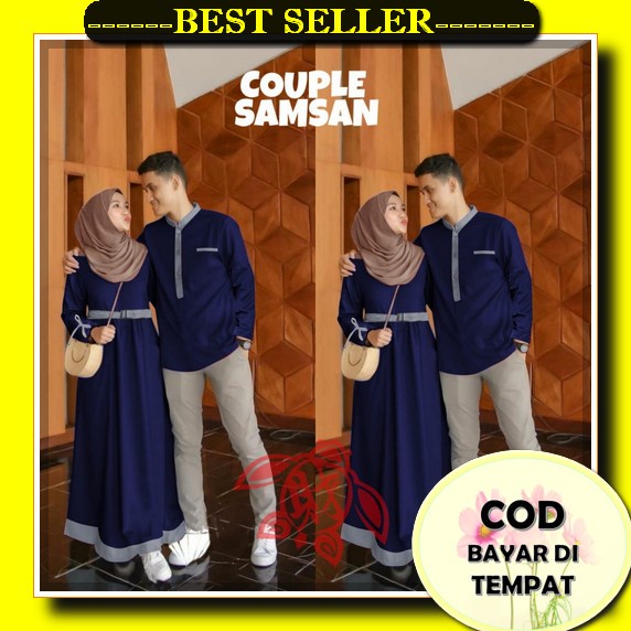 Gamis Couple Pasangan Muslim Terbaru 2022 Model Kekinian Tunangan Lamaran Cople Suami Istri Simple M