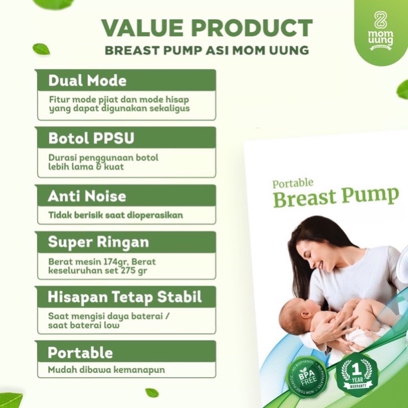 Pompa Asi Portable Elektrik Mom Uung (Garansi 2 Tahun) Mom Uung Electric Breastpump