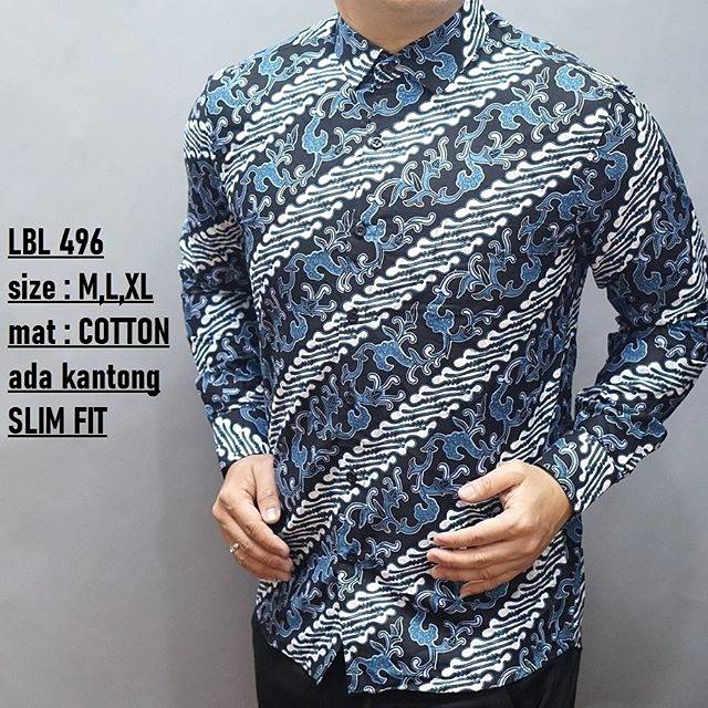 LBL 496 LUIGI BATIK PRIA SLIMFIT LENGAN PANJANG