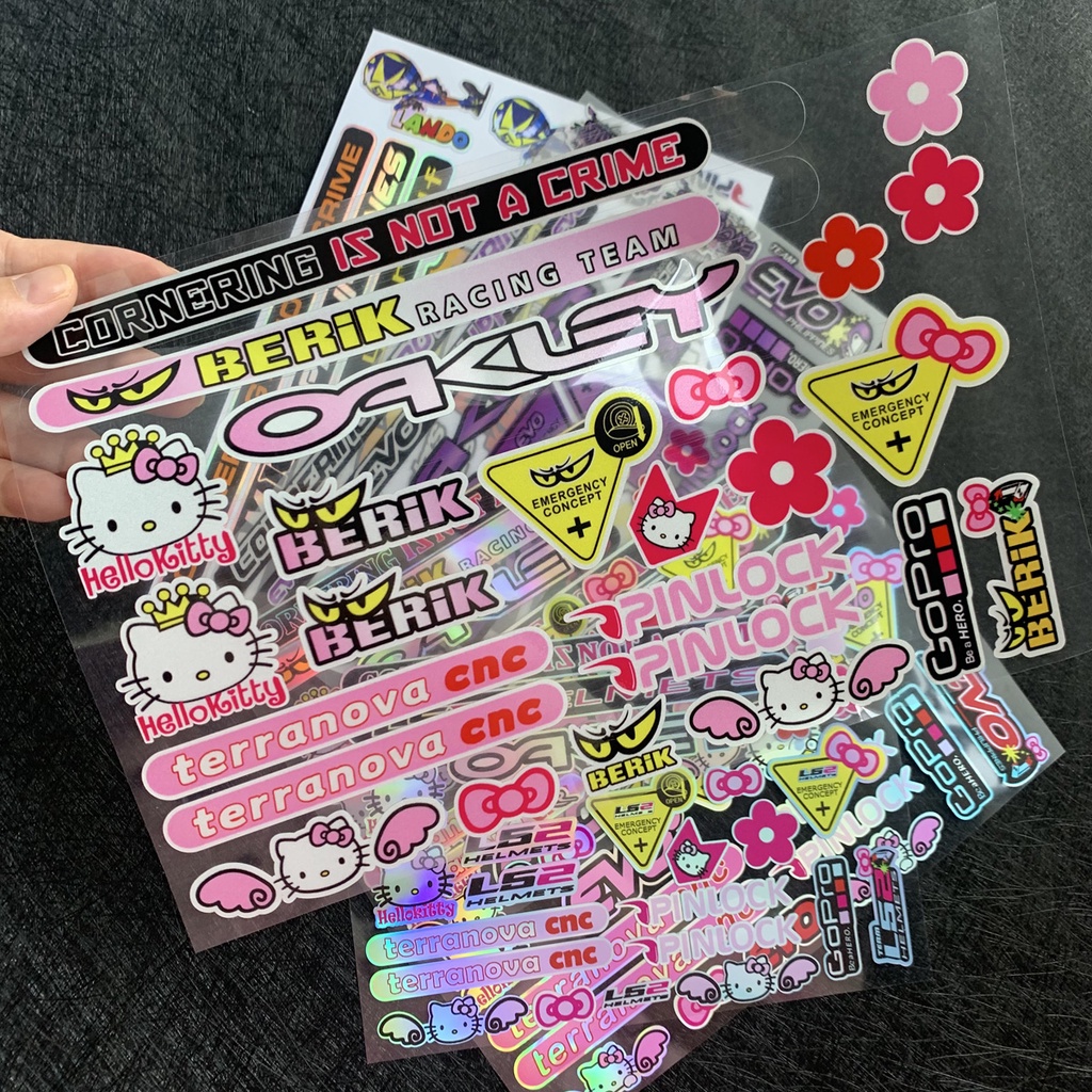 Evo Stiker Reflektif Hologram Motif Hello kitty Untuk Helm Motor Hellokitty