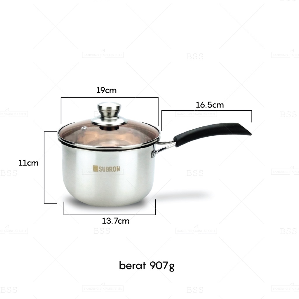 Panci Sup 20cm dan Susu 18cm Stainless TEBAL / Milk Pot tutup Kaca