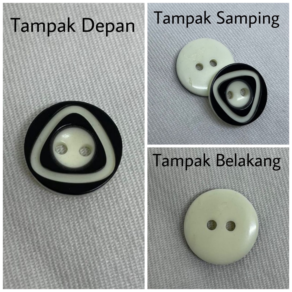 Kancing outer warna kombinasi ukuran 24L /15mm KUALITAS EXPORT FS2933-24 Hitam Putih