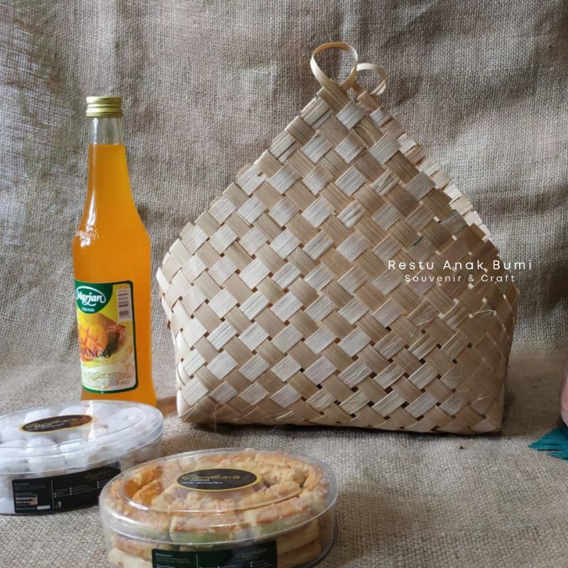 Tas wadah hampers Ketupat Lebaran Kecil - Tas wadah Hampers Bambu - Wadah Snack Bambu - Parcel Lebar