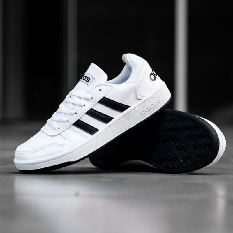 ADIDAS HOOPS 2.0 LOW WHITE BLACK