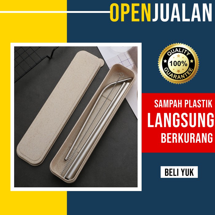 Straw Stainless Steel Sedotan Stainless Steel Straw ( 3 Sedotan 1 Sikat 1 Box ) - Dpr048