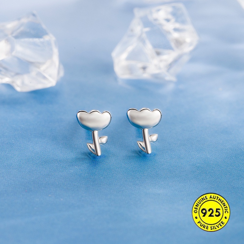 Anting Stud Mini Bentuk Tulip Bahan Sterling Silver Untuk Perempuan